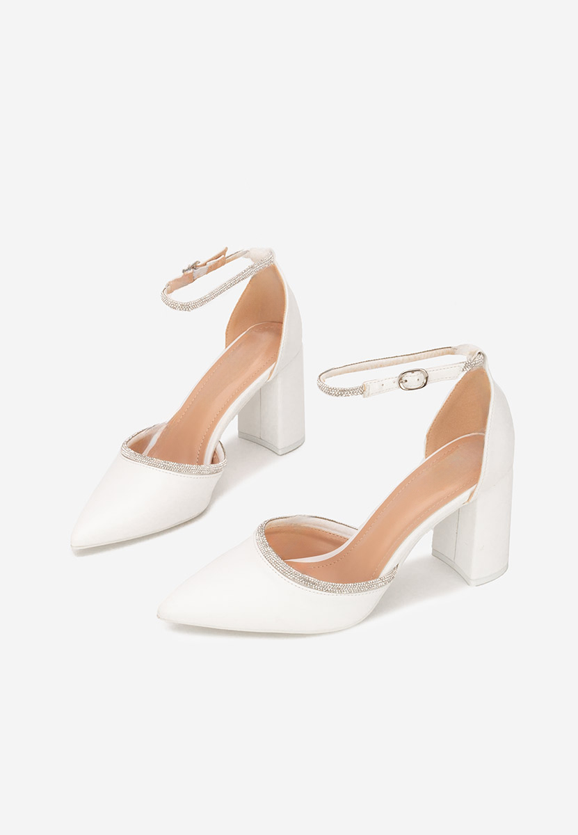 Γόβες με χοντρό τακούνι Iustina λευκά