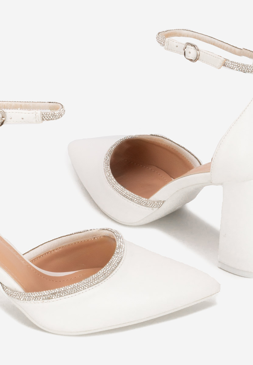 Γόβες με χοντρό τακούνι Iustina λευκά