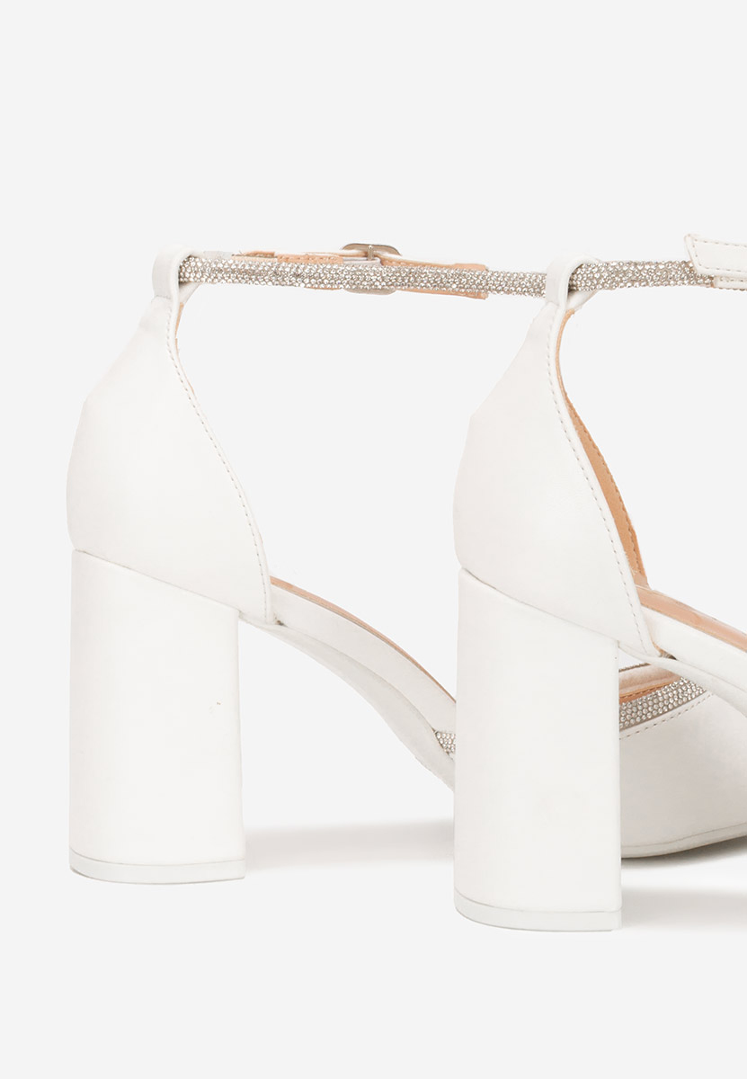 Γόβες με χοντρό τακούνι Iustina λευκά