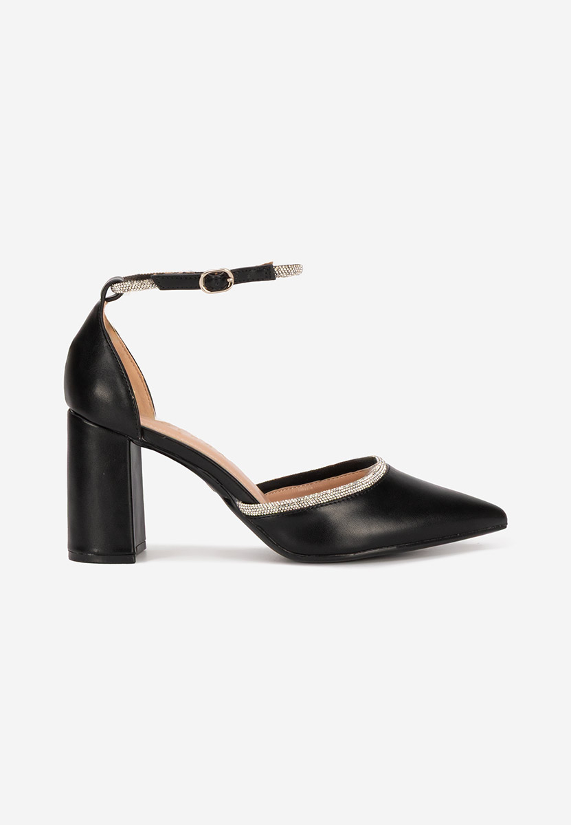 Γόβες με χοντρό τακούνι Iustina μαύρα