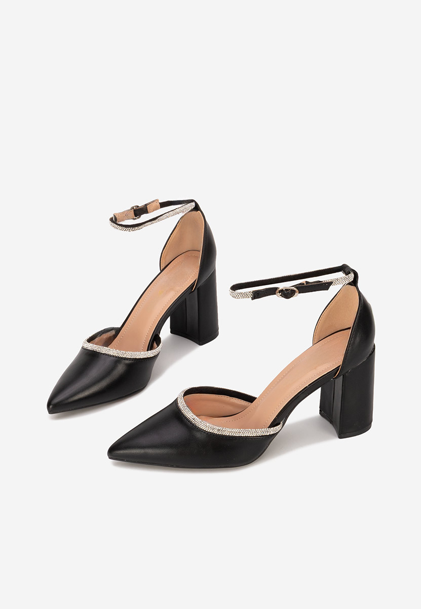 Γόβες με χοντρό τακούνι Iustina μαύρα