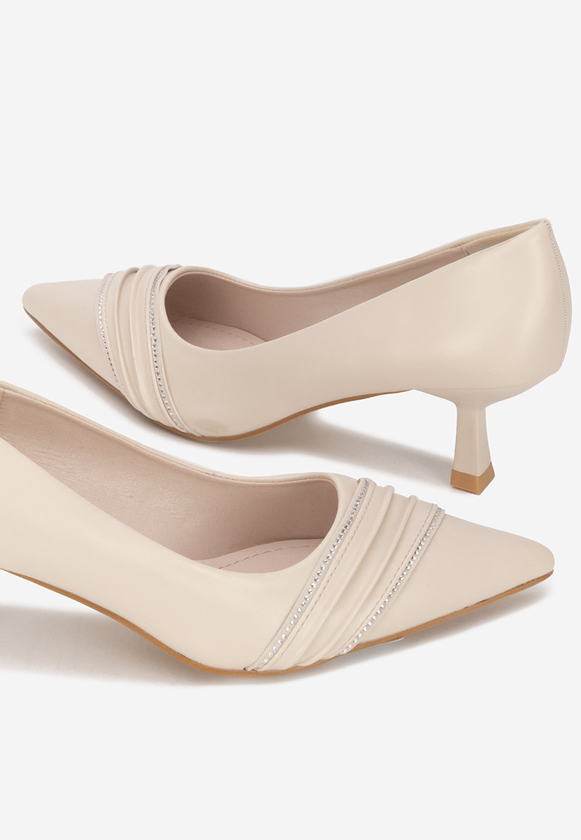 Γόβες με χαμηλό τακούνι Enolia μπεζ