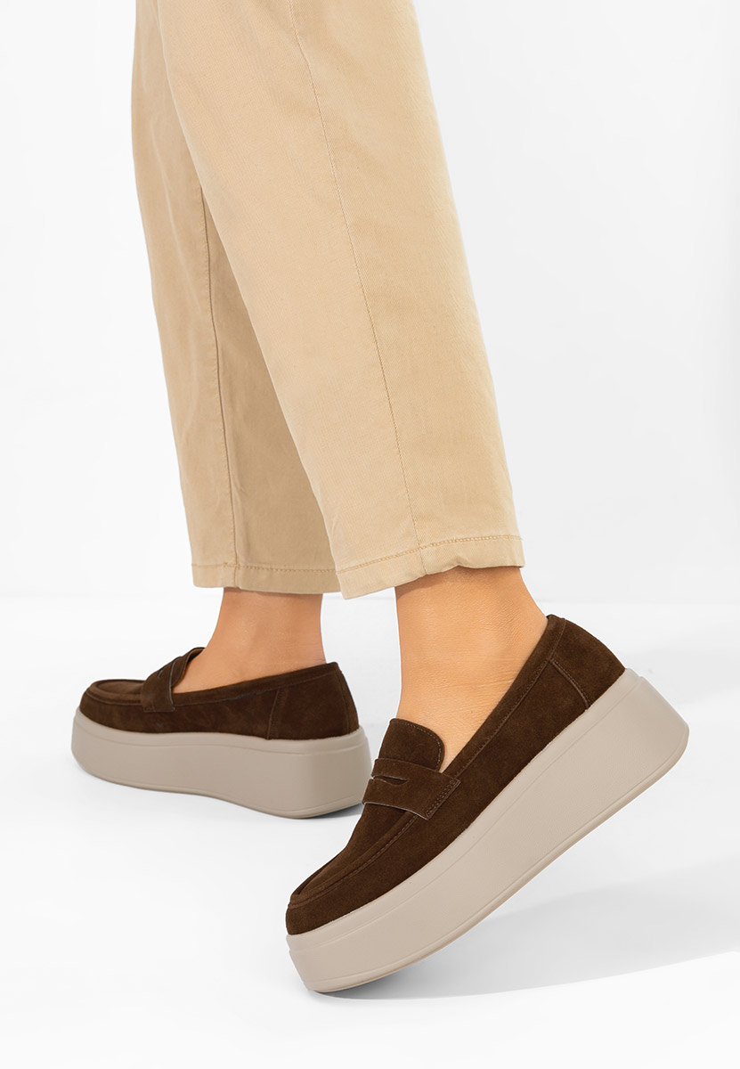 Μοκασίνια με πλατφόρμα Herminia καφε