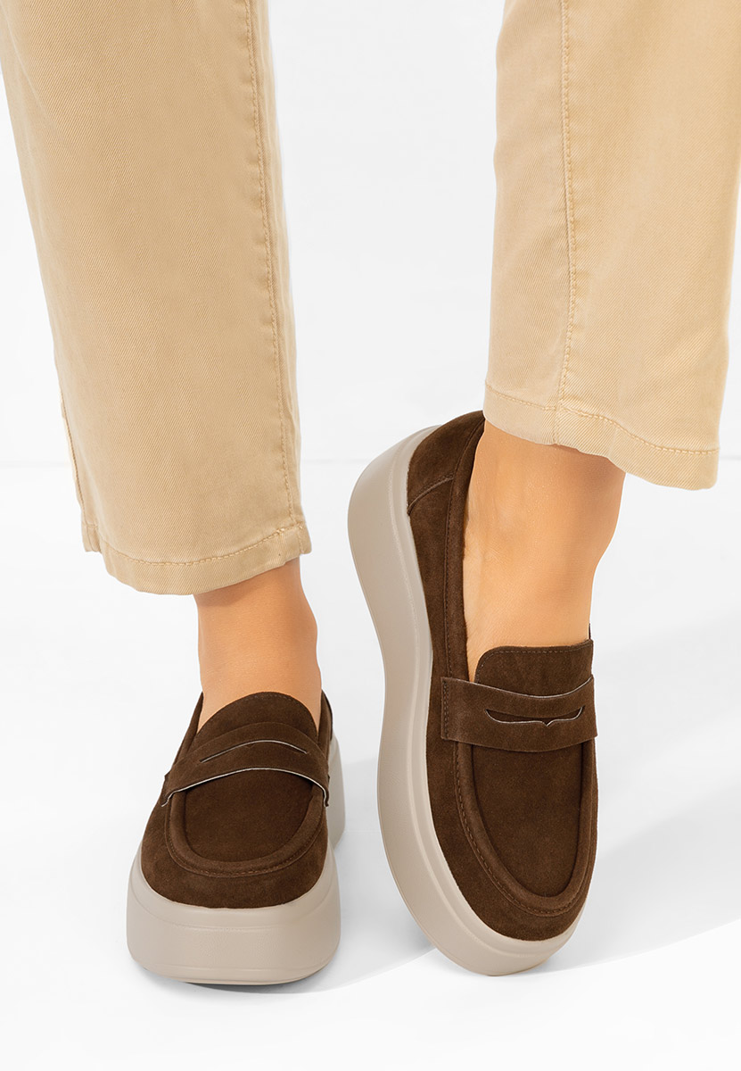 Μοκασίνια με πλατφόρμα Herminia καφε