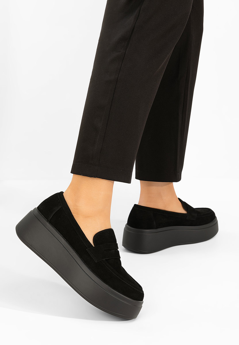 Μοκασίνια με πλατφόρμα Herminia μαύρα