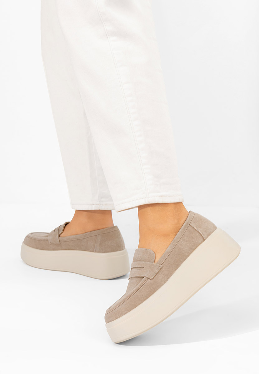 Μοκασίνια με πλατφόρμα Herminia χακι