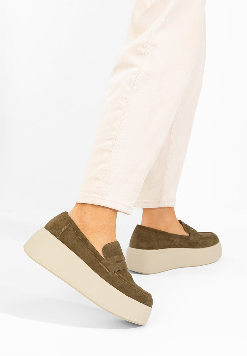 Μοκασίνια με πλατφόρμα Herminia πρασινο