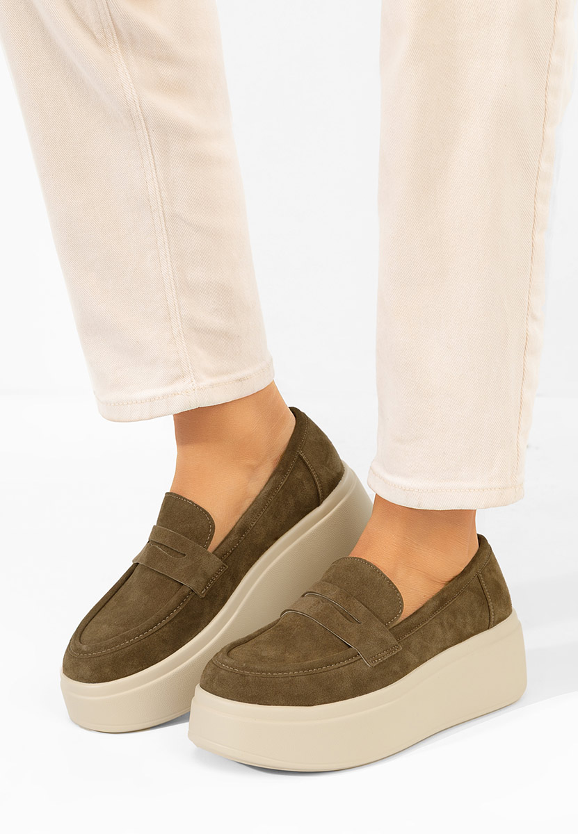 Μοκασίνια με πλατφόρμα Herminia πρασινο