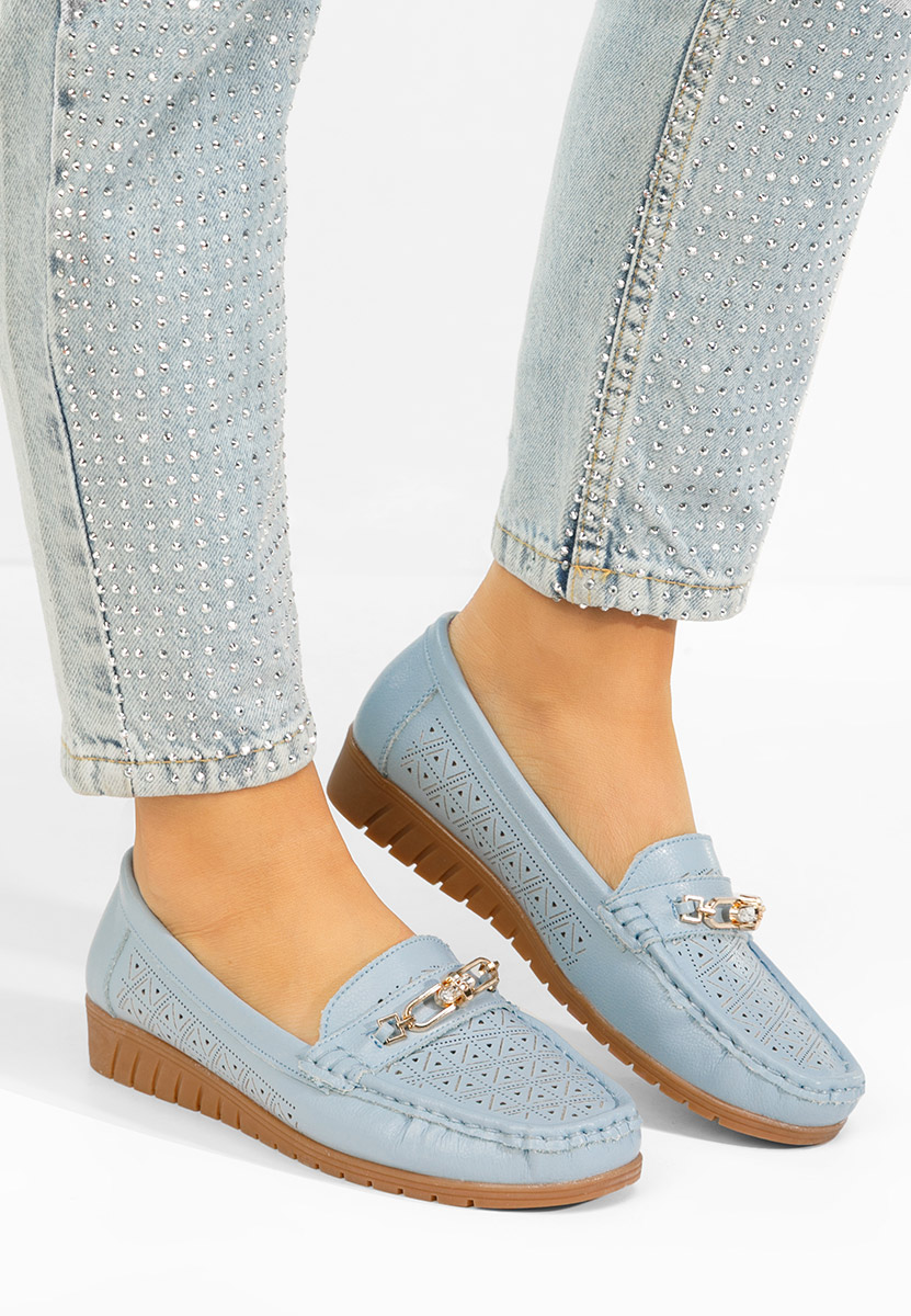 Μοκασίνια γυναικεια δερματινα Giona μπλε