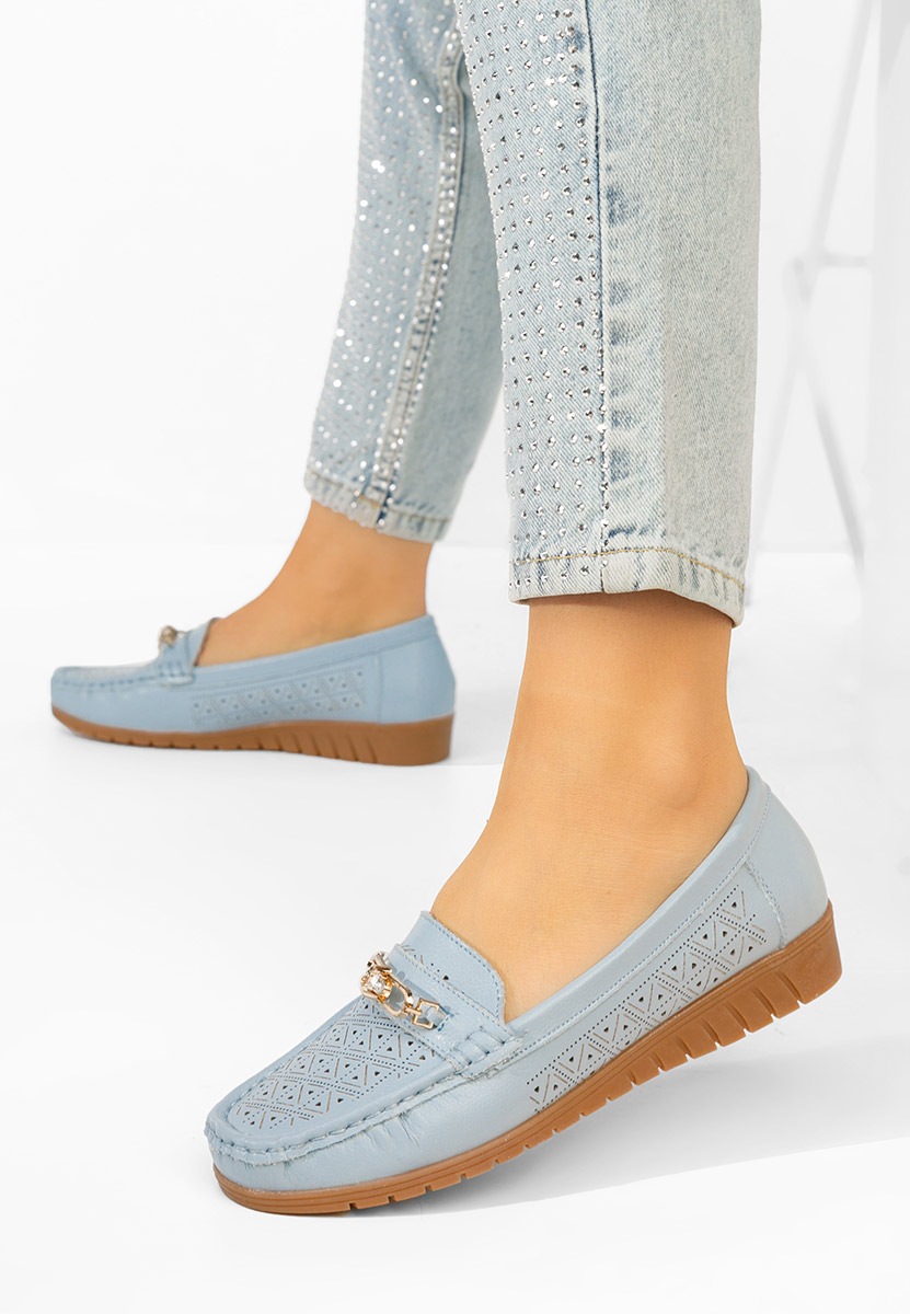 Μοκασίνια γυναικεια δερματινα Giona μπλε