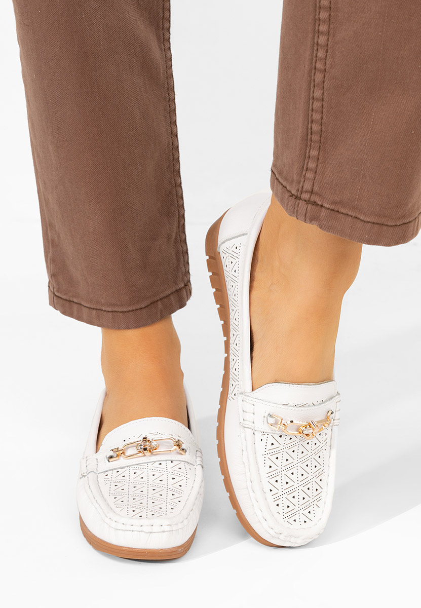 Μοκασίνια γυναικεια δερματινα Giona λευκά