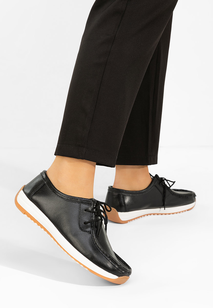 Δερμάτινα μοκασινια γυναικεια Solenia μαύρα