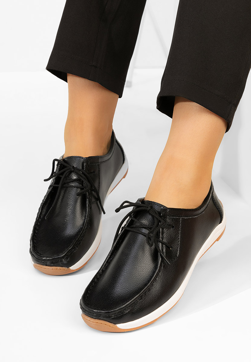 Δερμάτινα μοκασινια γυναικεια Solenia μαύρα