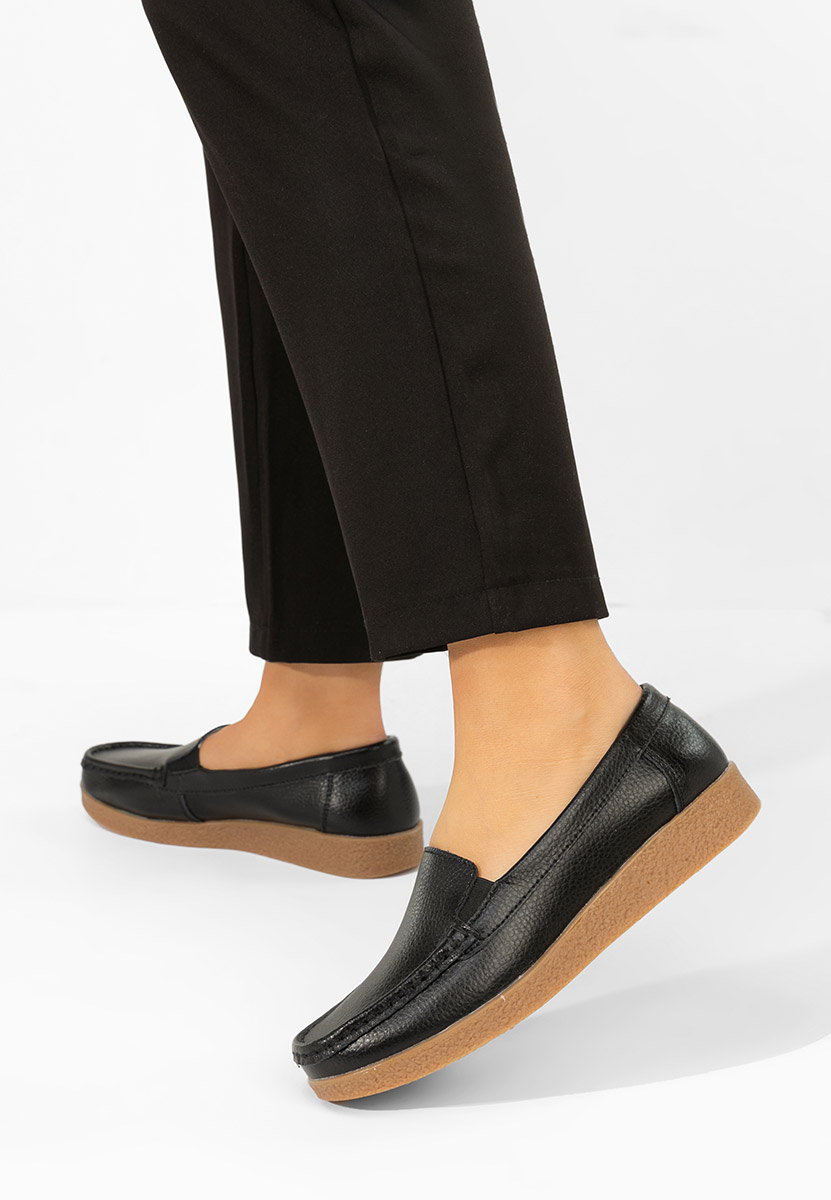 Δερμάτινα μοκασινια γυναικεια Nerida μαύρα