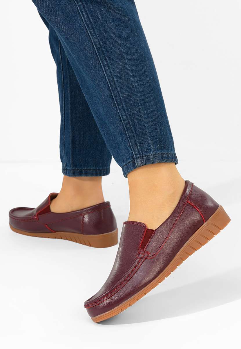 Μοκασίνια γυναικεια δερματινα Panoma μπορντό