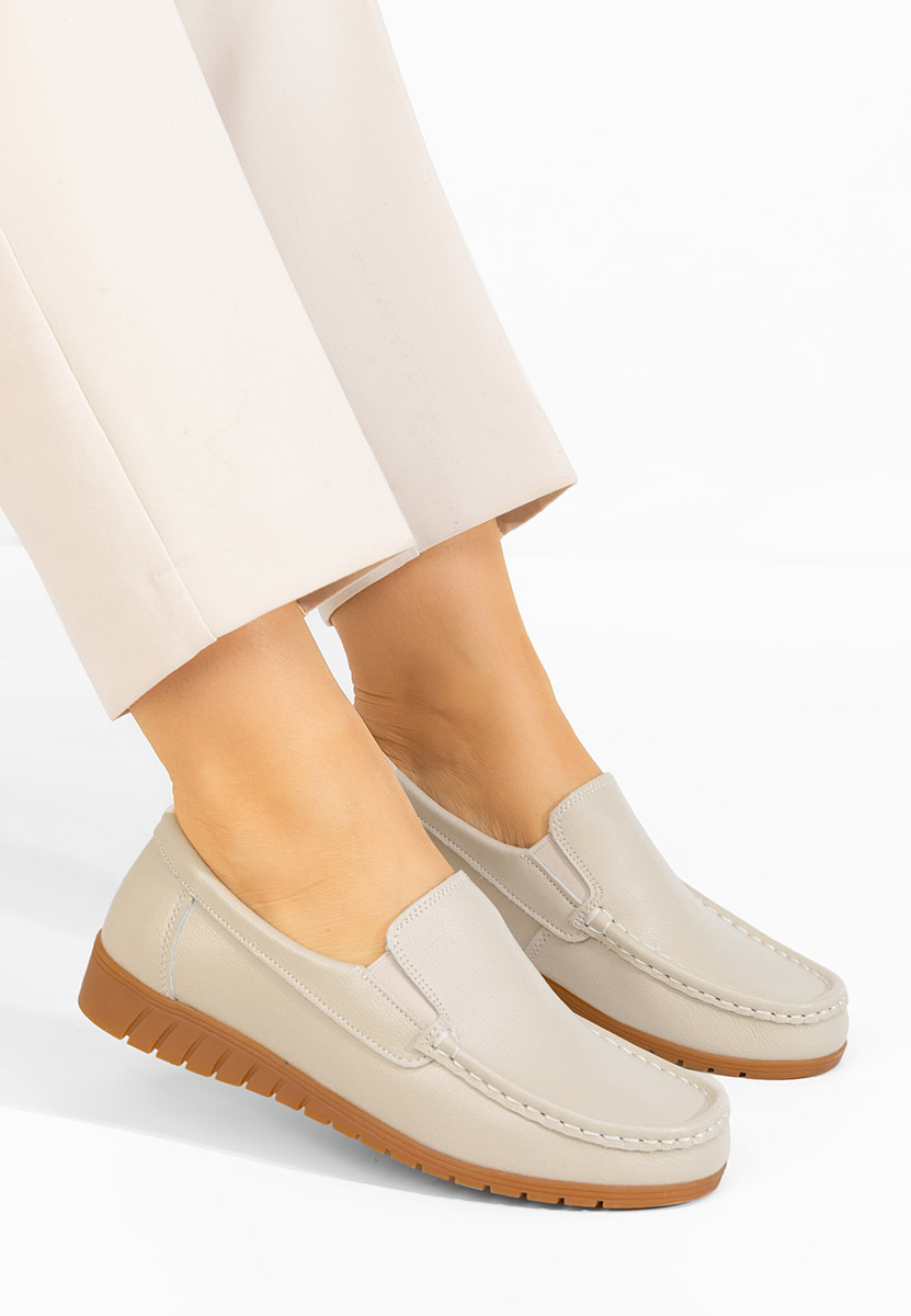 Μοκασίνια γυναικεια δερματινα Panoma μπεζ