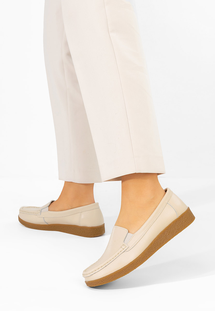 Δερμάτινα μοκασινια γυναικεια Nerida μπεζ