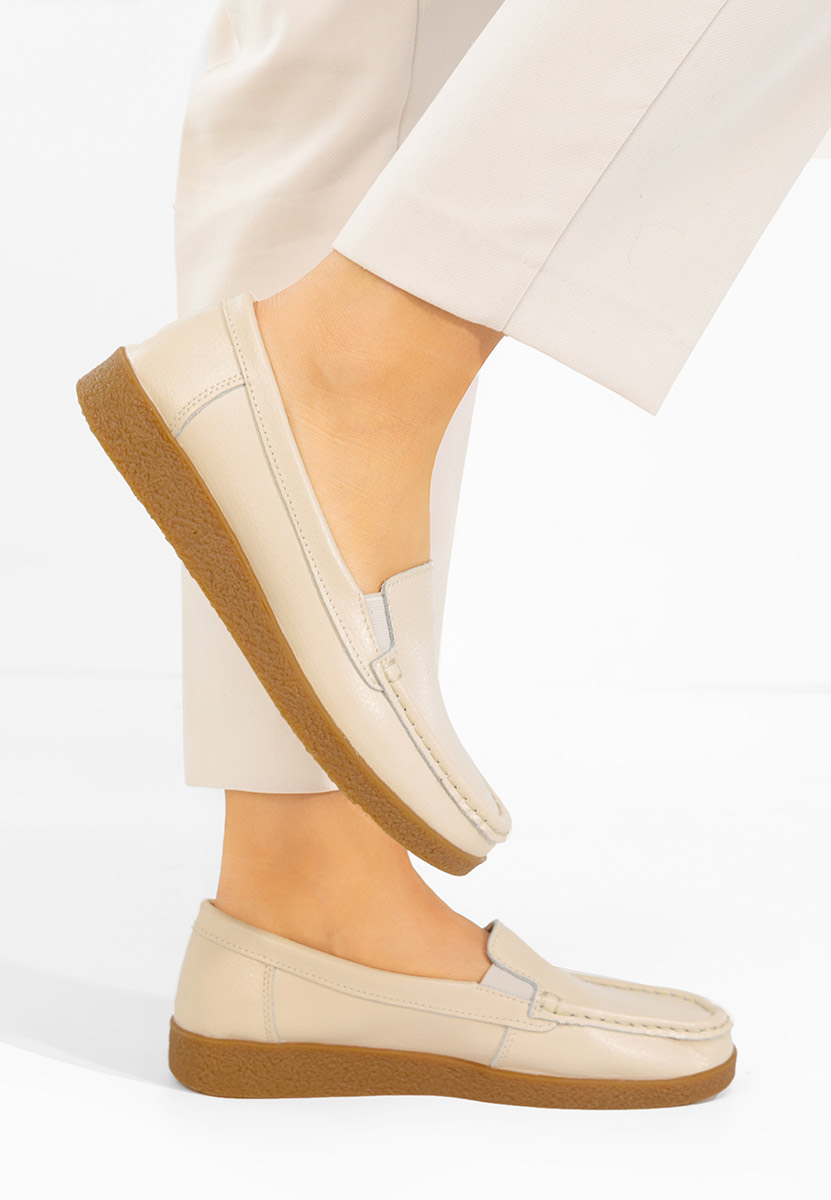 Δερμάτινα μοκασινια γυναικεια Nerida μπεζ