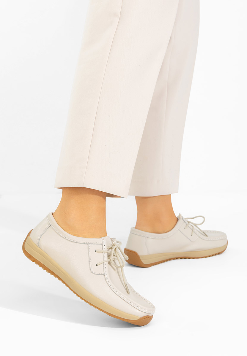 Δερμάτινα μοκασινια γυναικεια Solenia μπεζ