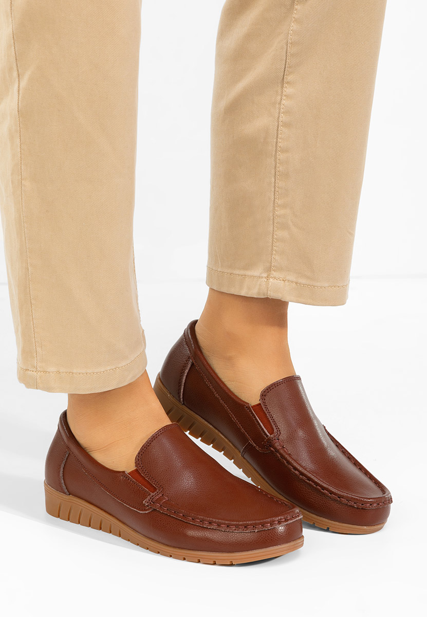 Μοκασίνια γυναικεια δερματινα Panoma καφε