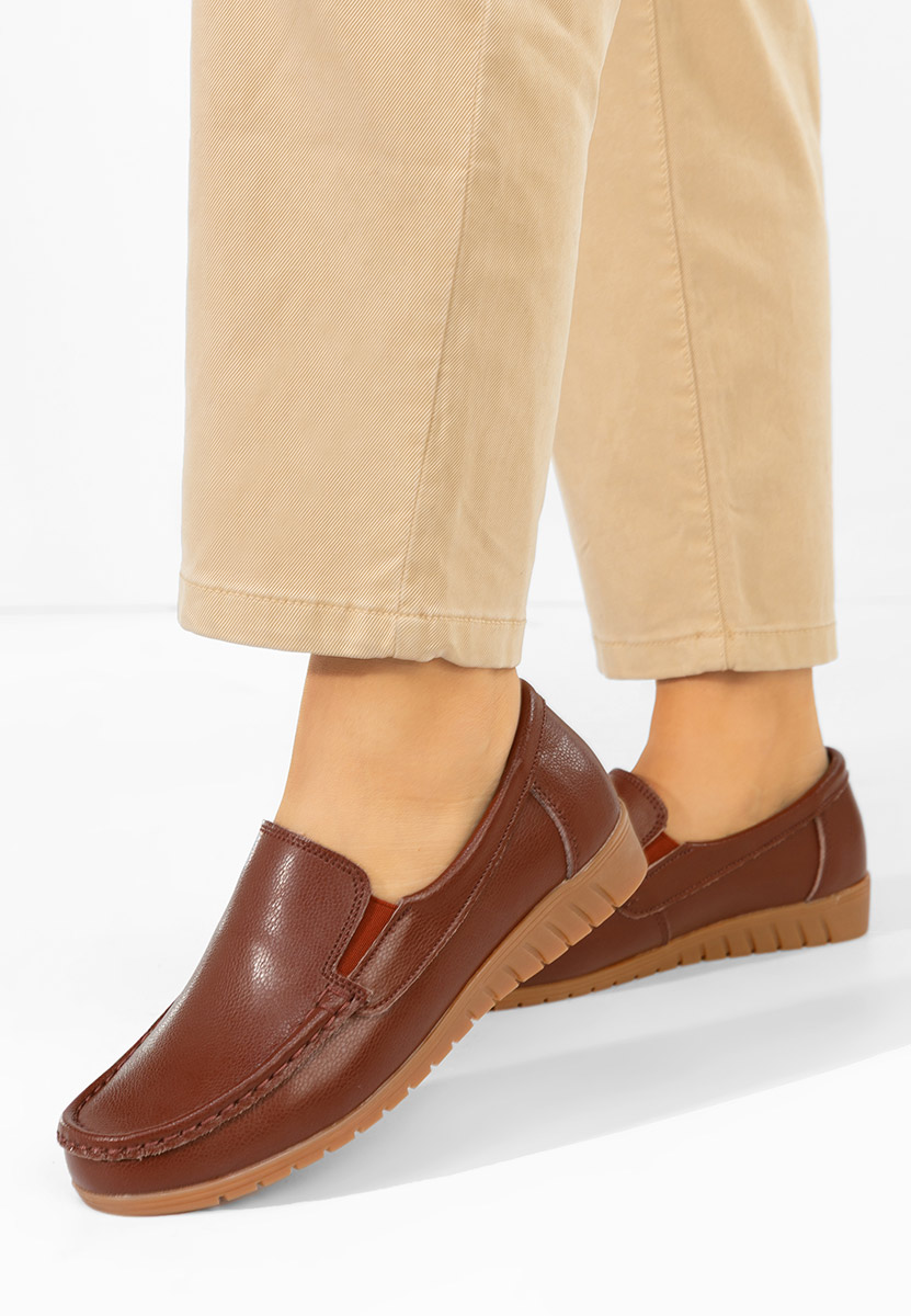 Μοκασίνια γυναικεια δερματινα Panoma καφε