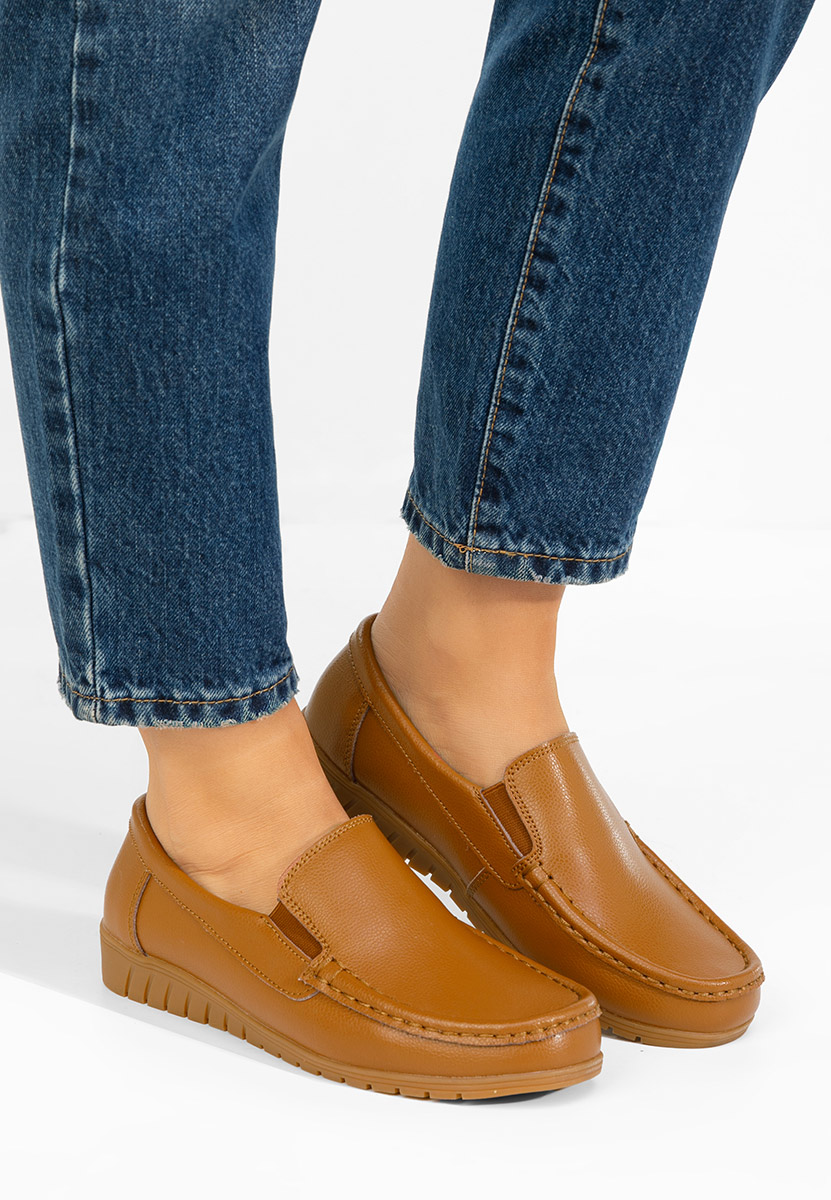 Μοκασίνια γυναικεια δερματινα Panoma ταμπά