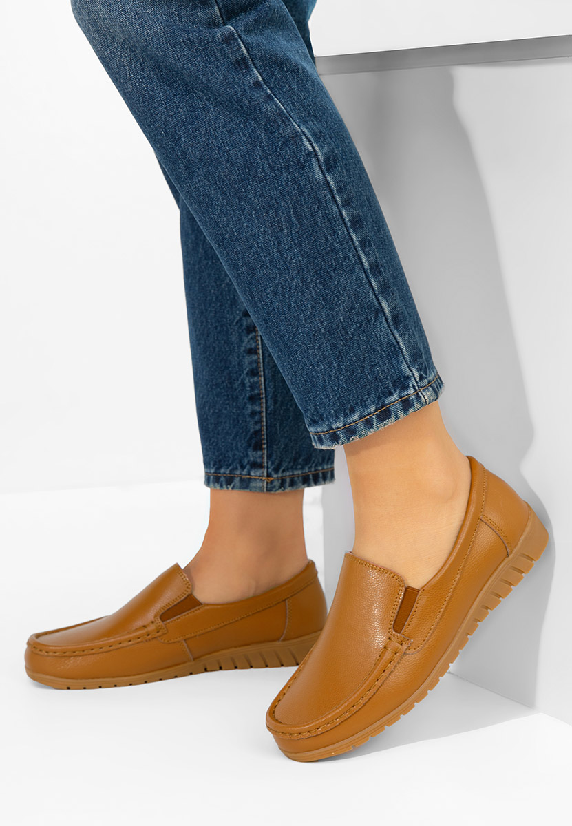 Μοκασίνια γυναικεια δερματινα Panoma ταμπά