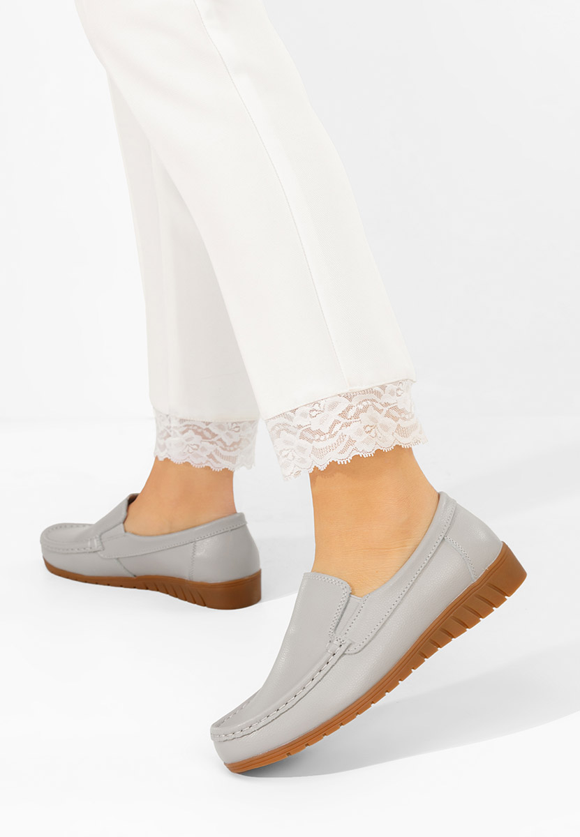 Μοκασίνια γυναικεια δερματινα Panoma γκρι