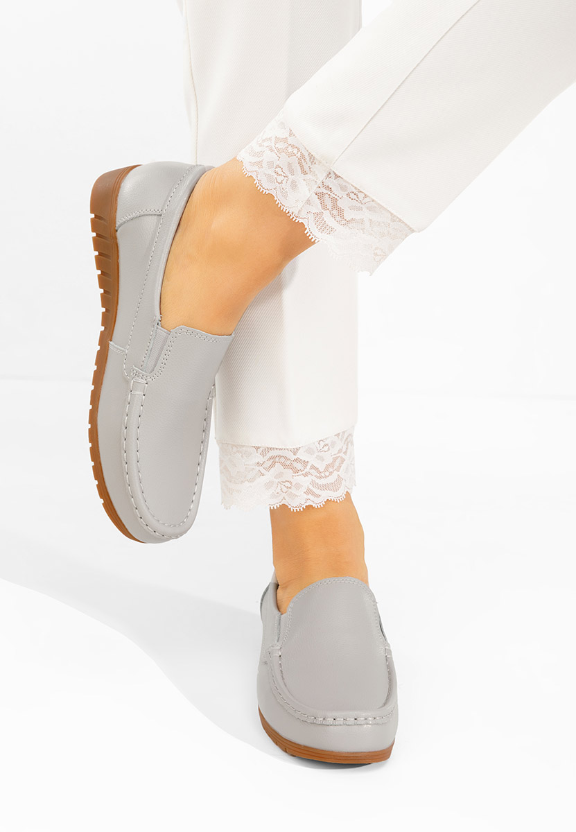 Μοκασίνια γυναικεια δερματινα Panoma γκρι