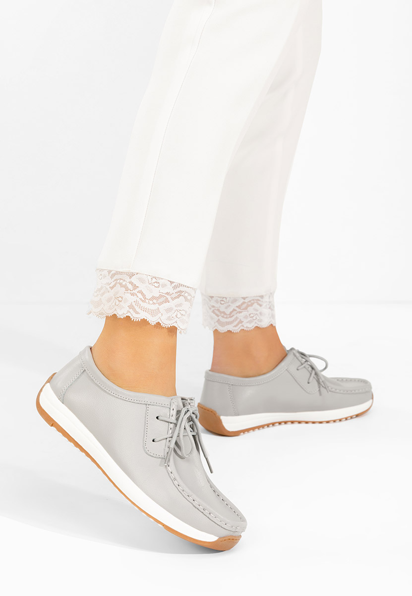 Δερμάτινα μοκασινια γυναικεια Solenia γκρι