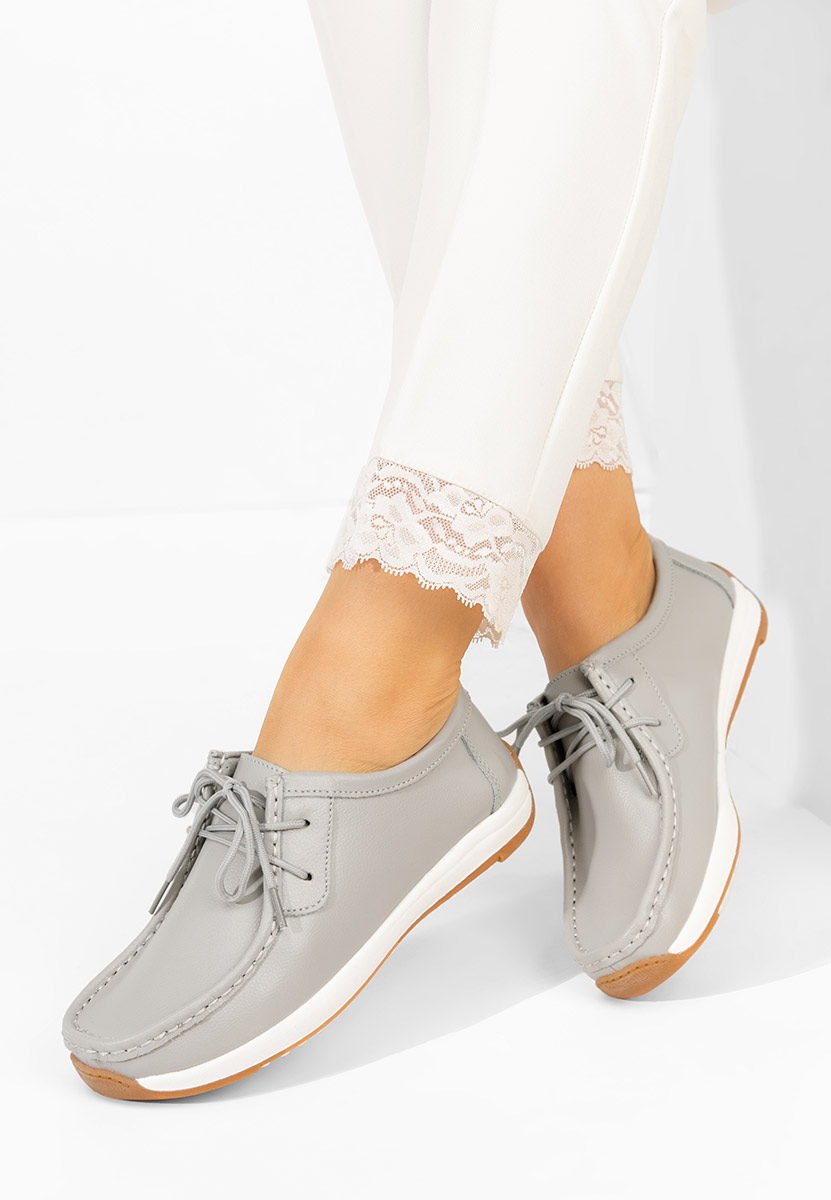 Δερμάτινα μοκασινια γυναικεια Solenia γκρι