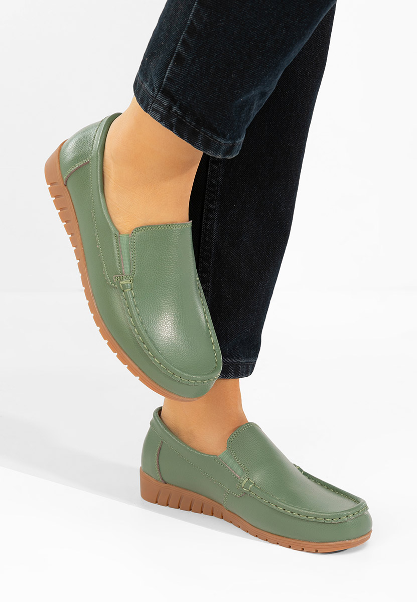 Μοκασίνια γυναικεια δερματινα Panoma πρασινο