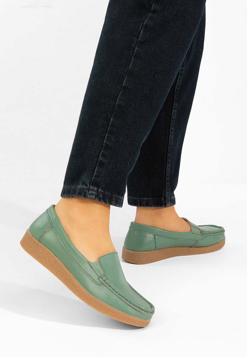 Δερμάτινα μοκασινια γυναικεια Nerida πρασινο