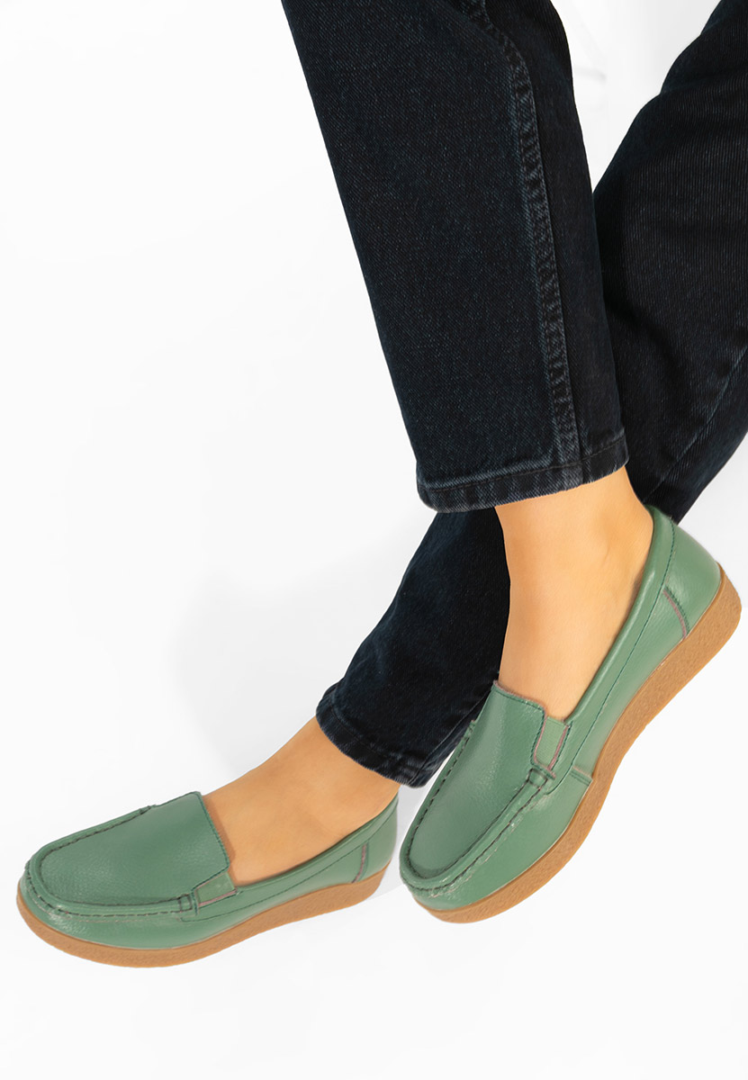 Δερμάτινα μοκασινια γυναικεια Nerida πρασινο