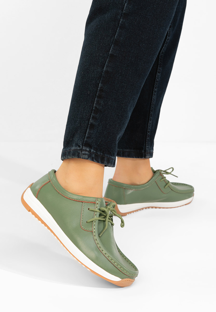 Δερμάτινα μοκασινια γυναικεια Solenia πρασινο