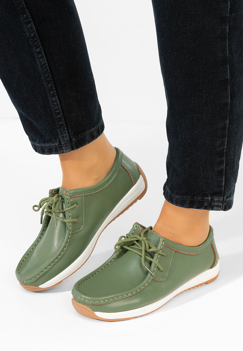 Δερμάτινα μοκασινια γυναικεια Solenia πρασινο