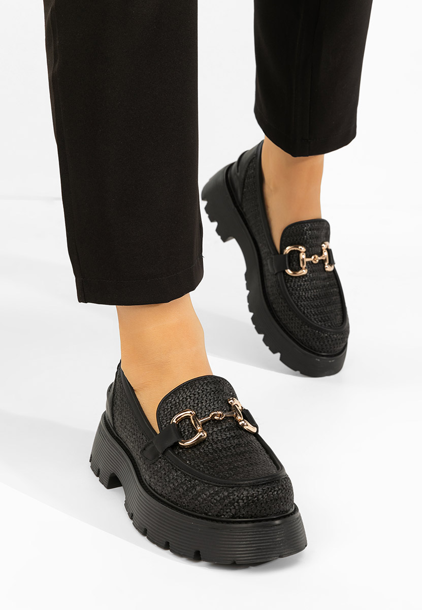 Μοκασίνια γυναικεια δερματινα Yolandia μαύρα