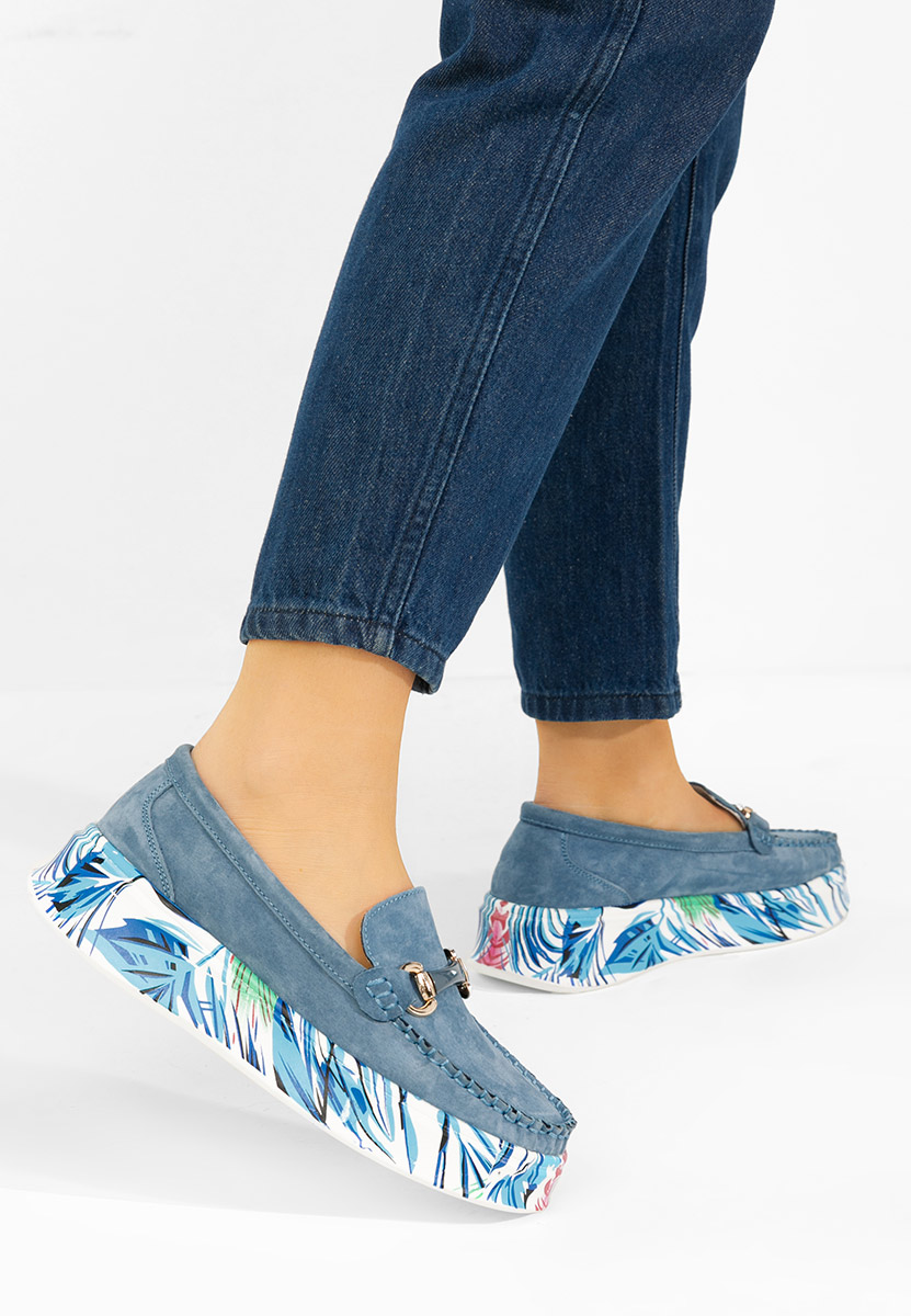 Μοκασίνια γυναικεια δερματινα Tanielia μπλε