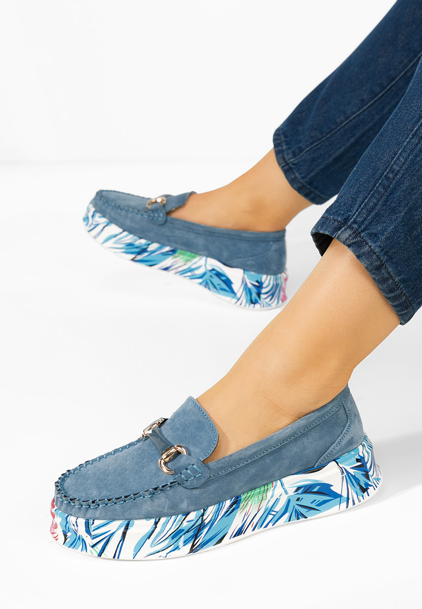 Μοκασίνια γυναικεια δερματινα Tanielia μπλε