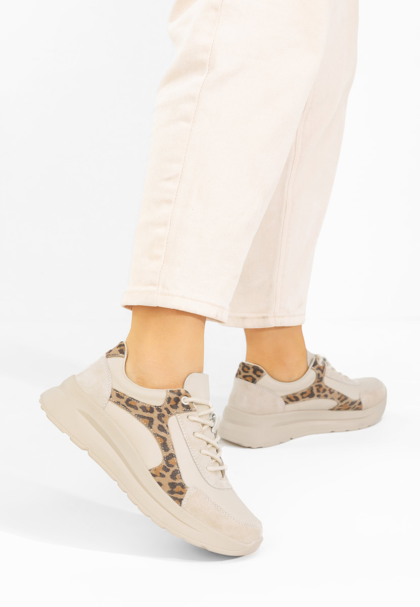 Sneakers γυναικεια δερματινα Arkania μπεζ