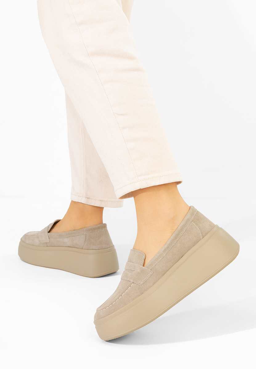 Μοκασίνια γυναικεια δερματινα Enissea μπεζ