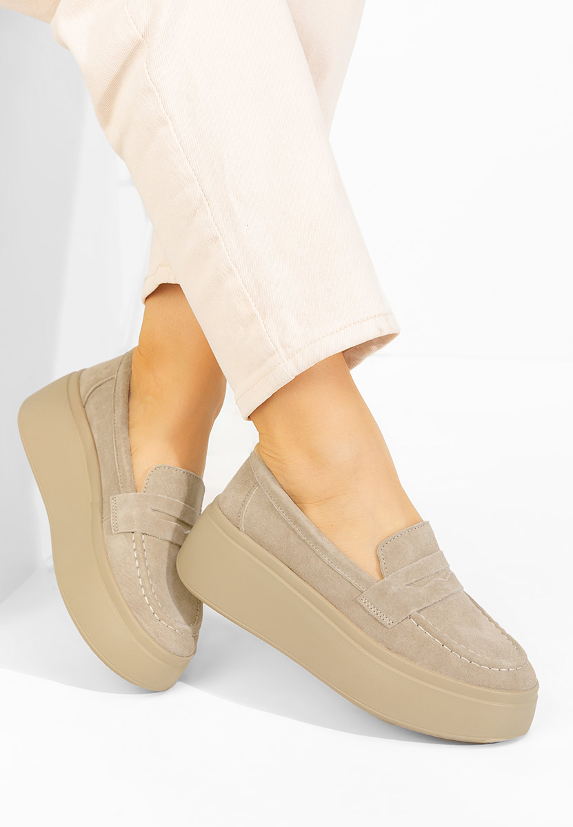 Μοκασίνια γυναικεια δερματινα Enissea μπεζ