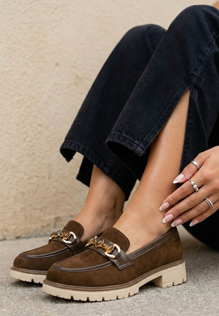 Μοκασίνια γυναικεια Amberlin καφε