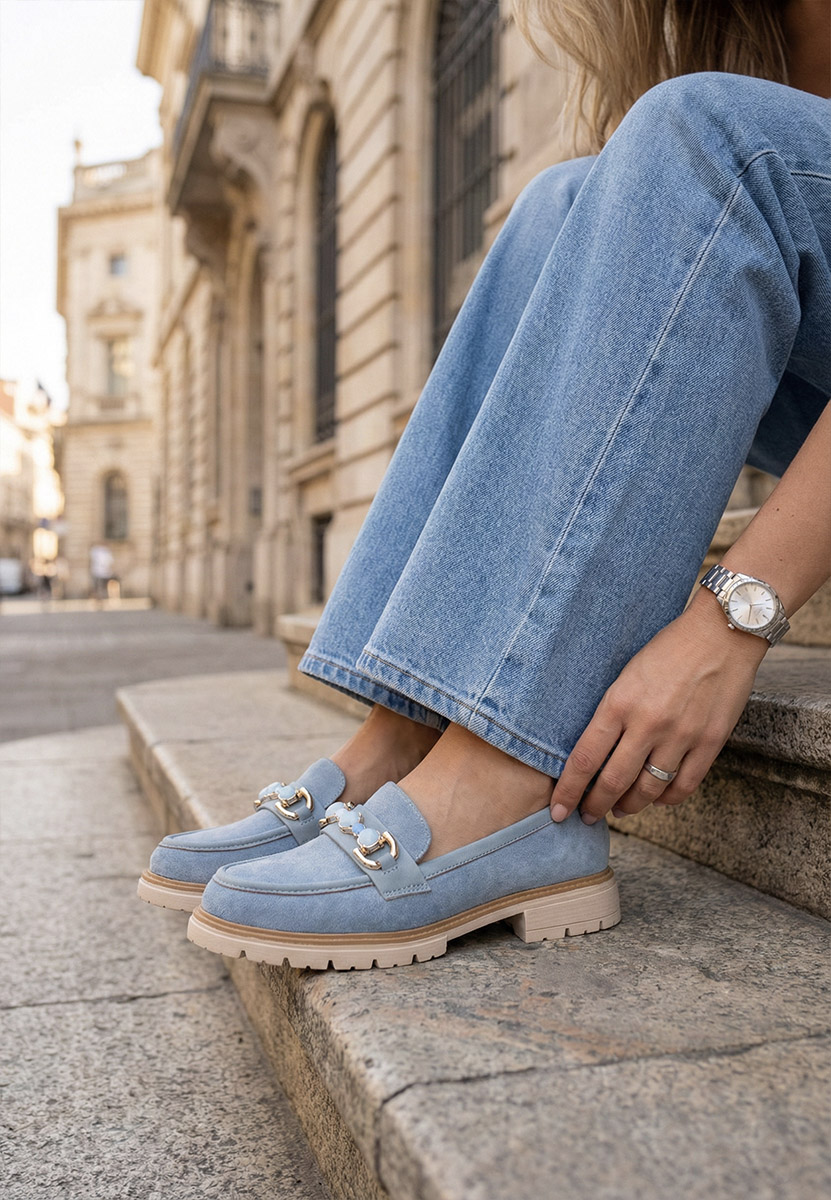 Μοκασίνια γυναικεια Amberlin μπλε