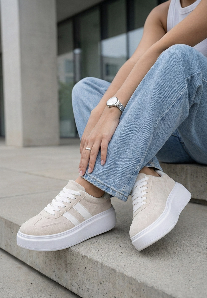 Sneakers με πλατφόρμα Semana μπεζ