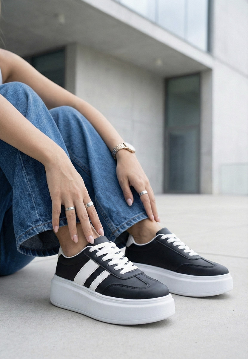 Sneakers με πλατφόρμα Semana μαύρα