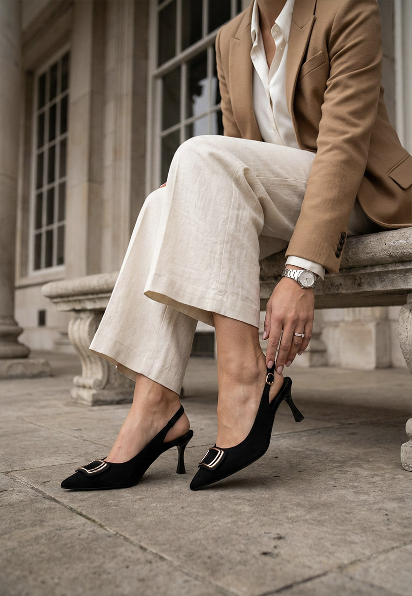 Γόβες slingback Cristelia μαύρα