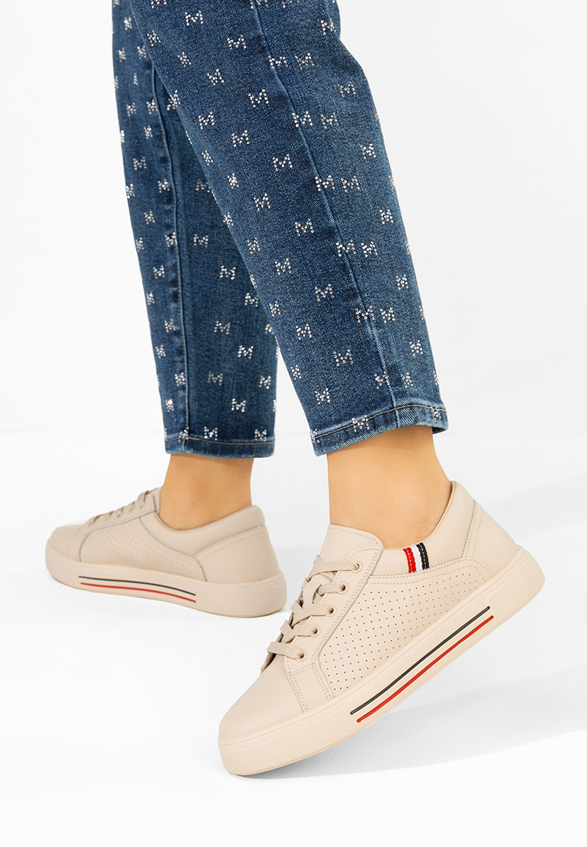 Sneakers γυναικεια δερματινα Timina μπεζ