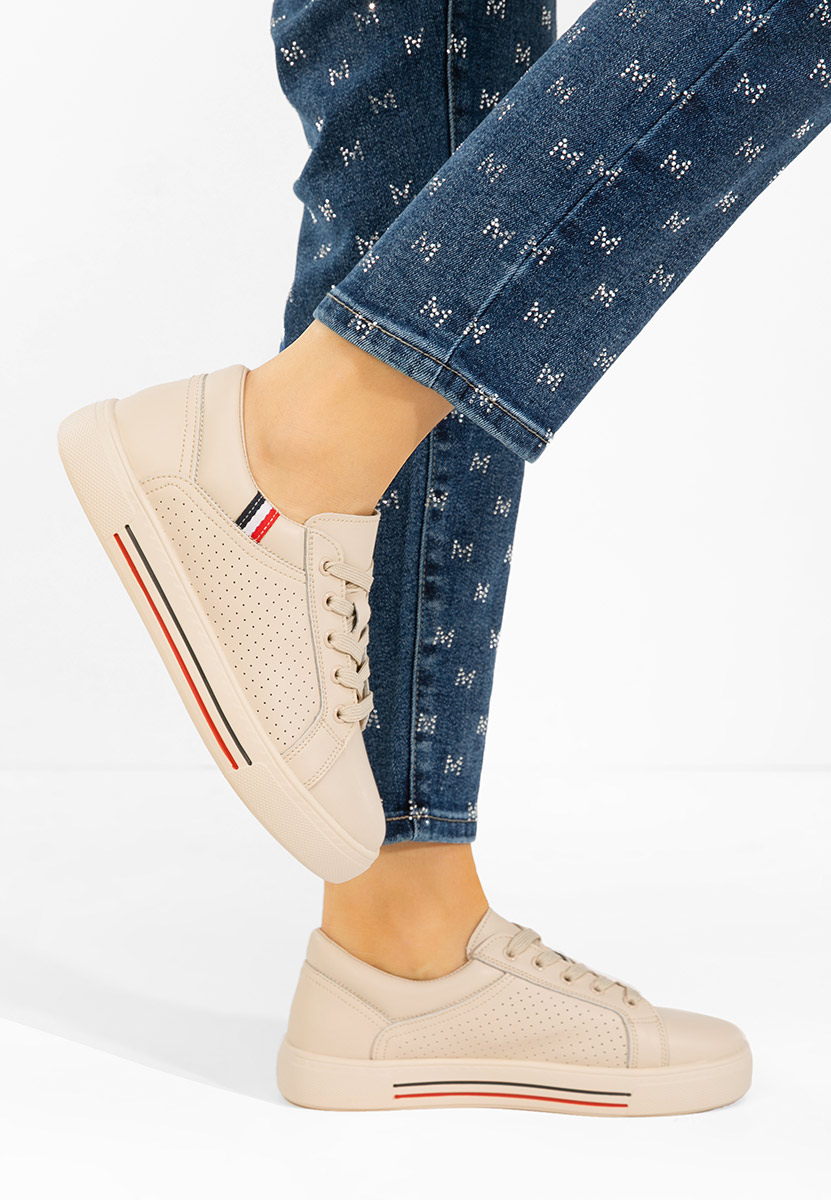 Sneakers γυναικεια δερματινα Timina μπεζ