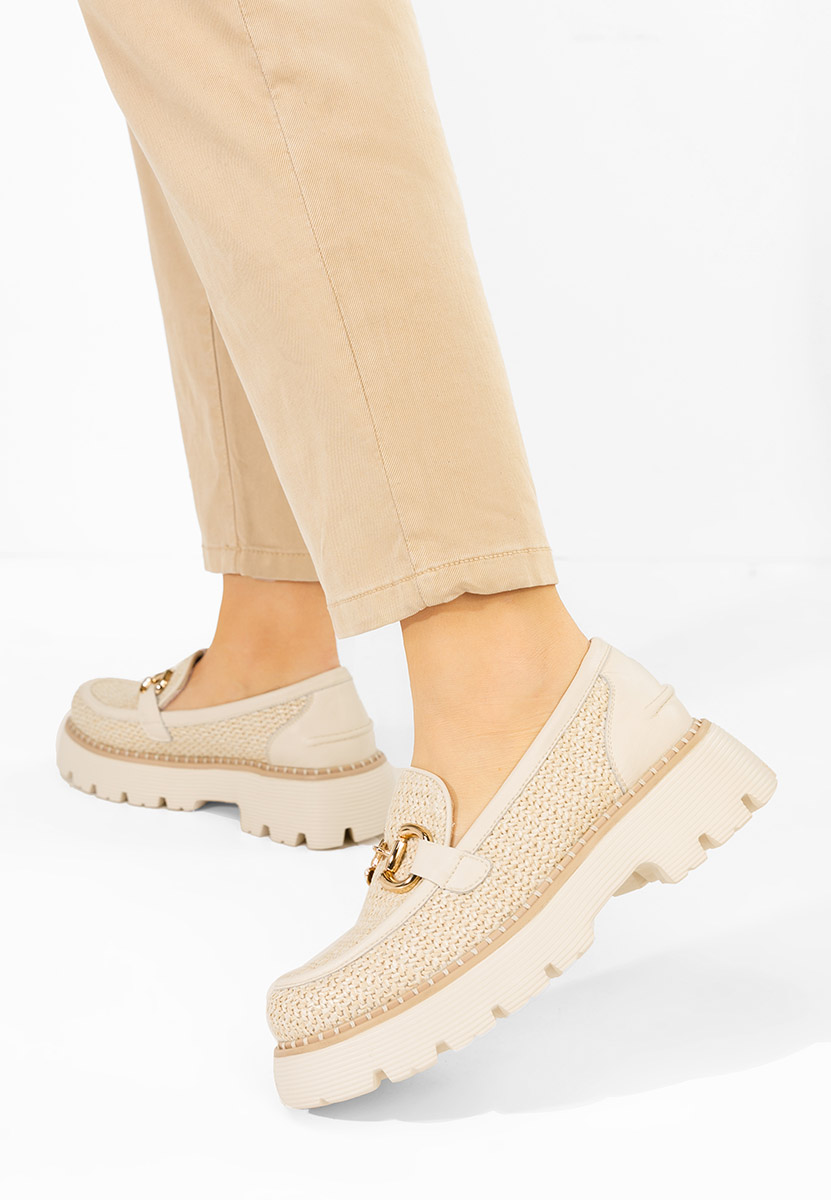 Μοκασίνια γυναικεια δερματινα Yolandia μπεζ